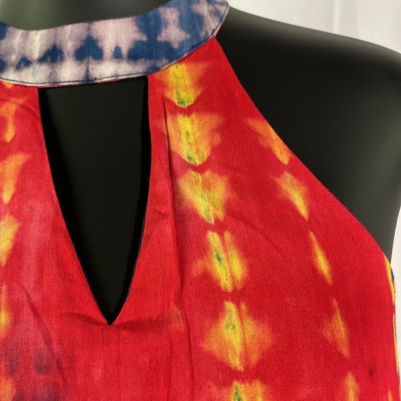 🛍 6 for $35 • Entro Tie Dye Cut Out Mock Neck Matilda Mini Dress - Picture 6 of 16